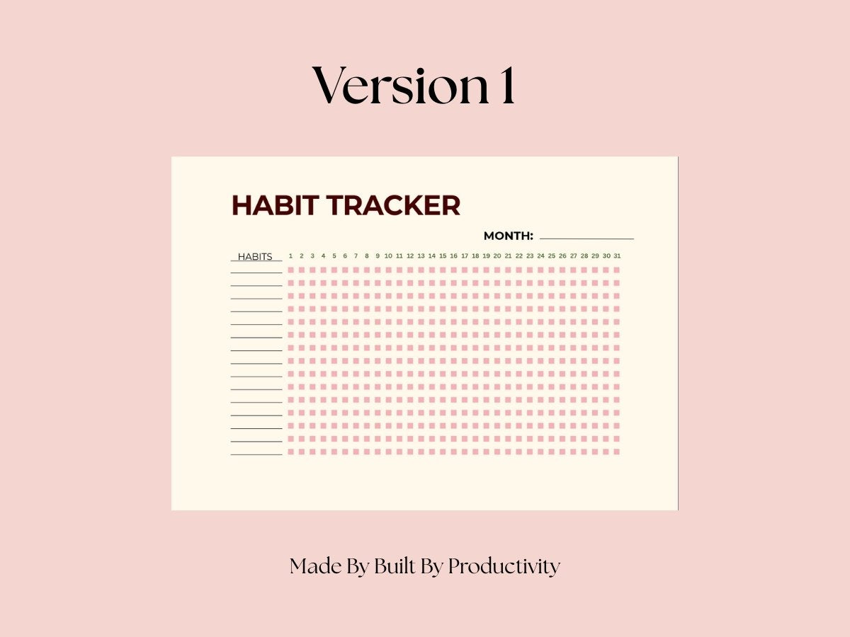 Monthly Habit Tracker Printable PDF, 2 Printable Designs, (US Letter & A4)
