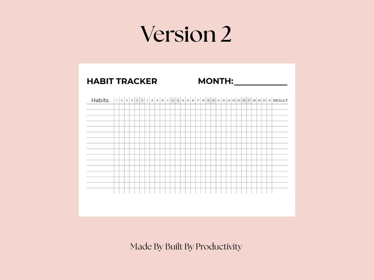 Monthly Habit Tracker Printable PDF, 2 Printable Designs, (US Letter & A4)