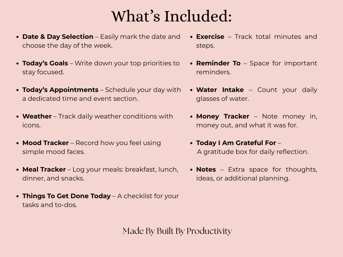 Daily Planner Printable | Instant Download