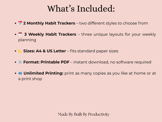 Habit Tracker Bundle | Weekly & Monthly Printable PDF Planner