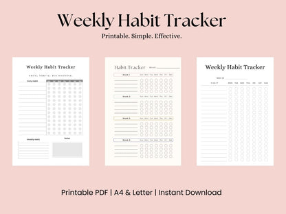 Weekly Habit Tracker | Printable PDF | Instant Download