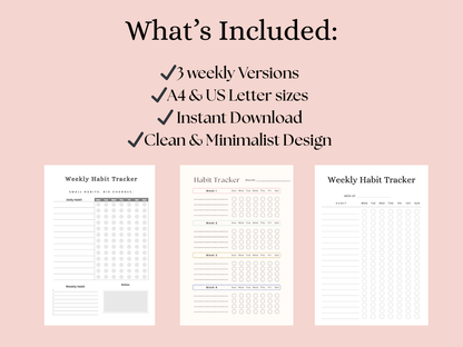 Weekly Habit Tracker | Printable PDF | Instant Download
